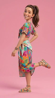 Custom avatar in a tropical outfit
